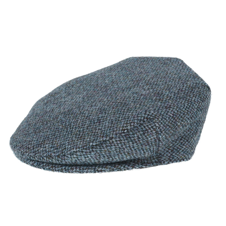 Glen Appin Harris Tweed Wool Country Flat Cap Blue Fleck