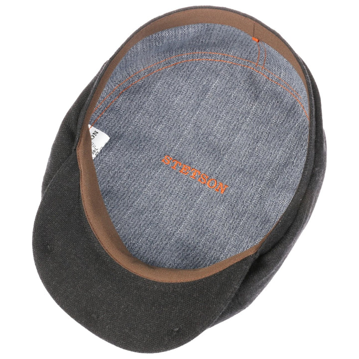 Stetson Brooklin Wool Cashmere Flat Cap Dark Grey