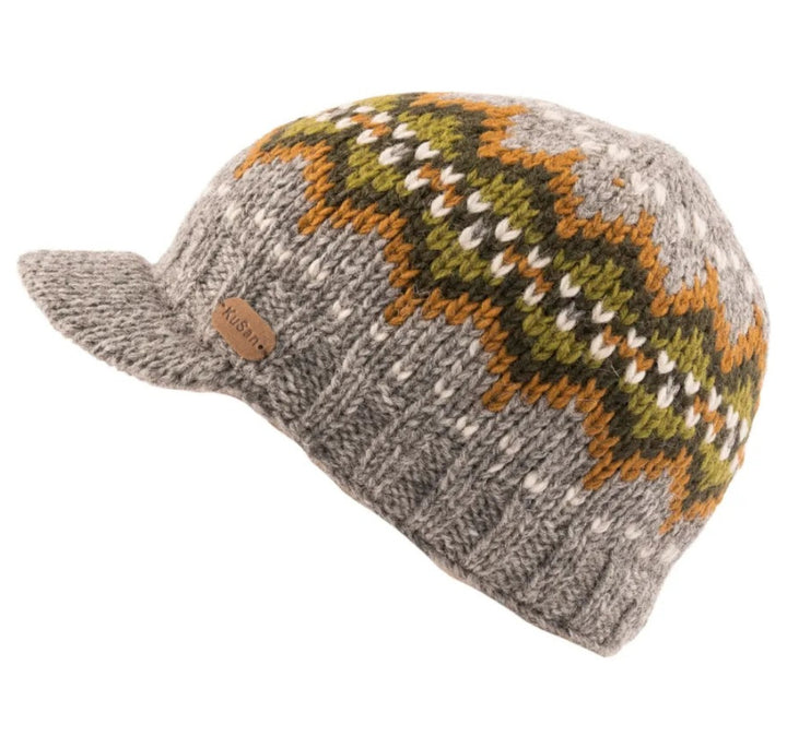 Kusan Peaked Beanie Cap Grey/Olive