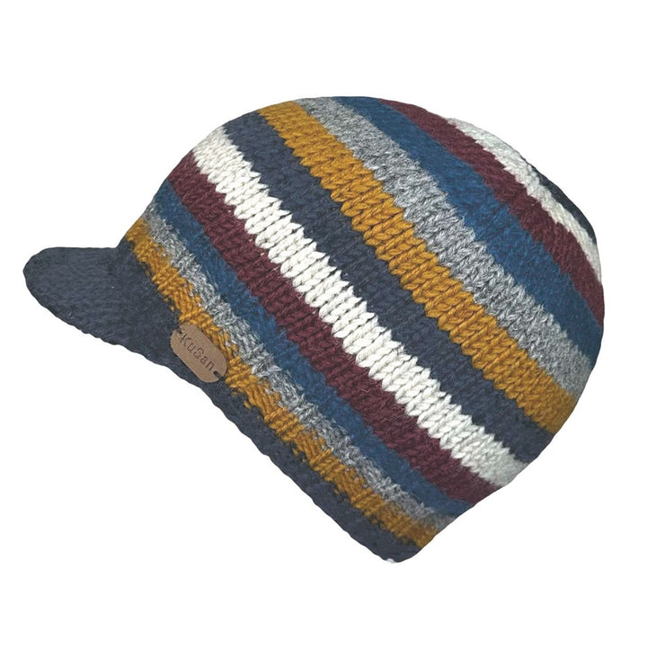 Kusan Peaked Beanie Cap Striped