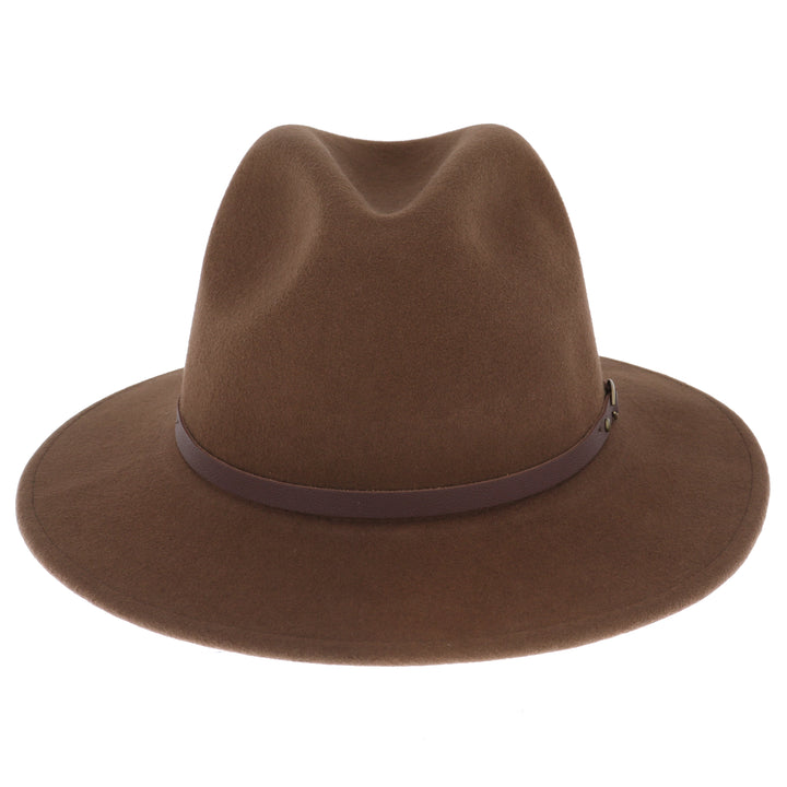 Safari Crushable Wool Felt Fedora Hat - Brown