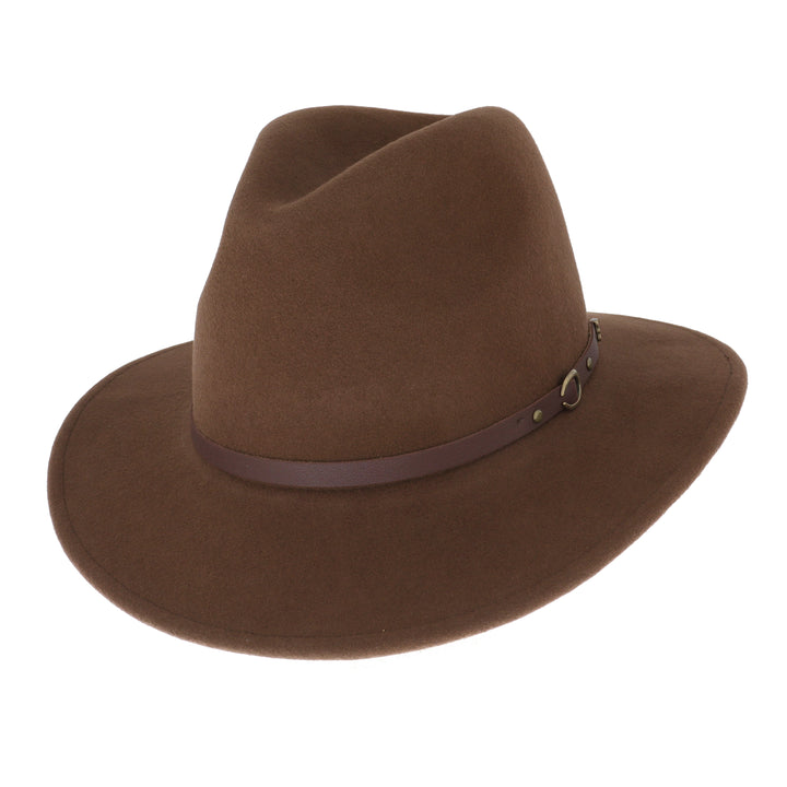 Safari Crushable Wool Felt Fedora Hat - Brown