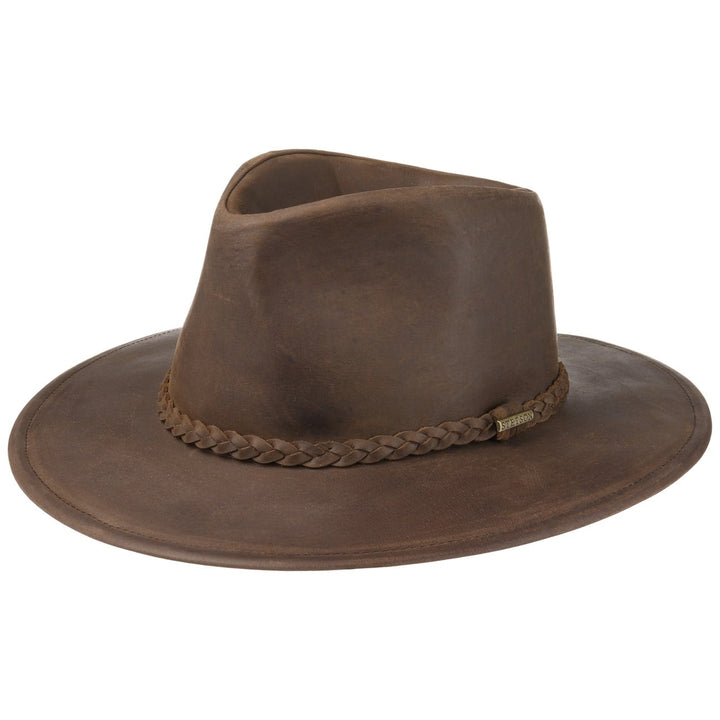 Stetson Buffalo Leather Western Hat in Brown