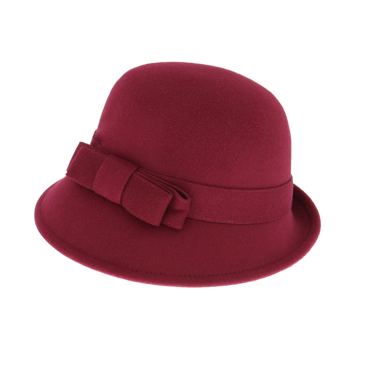 Ladies Cloche With Bow Burgundy