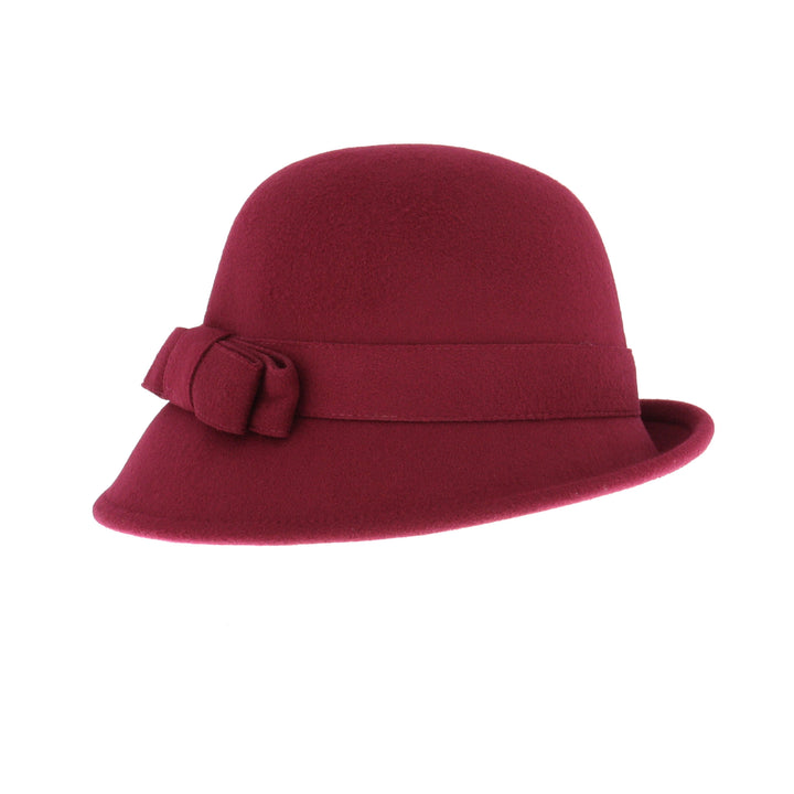 Ladies Cloche With Bow Burgundy