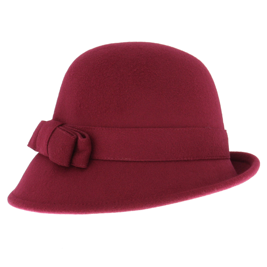 Ladies Cloche With Bow Burgundy