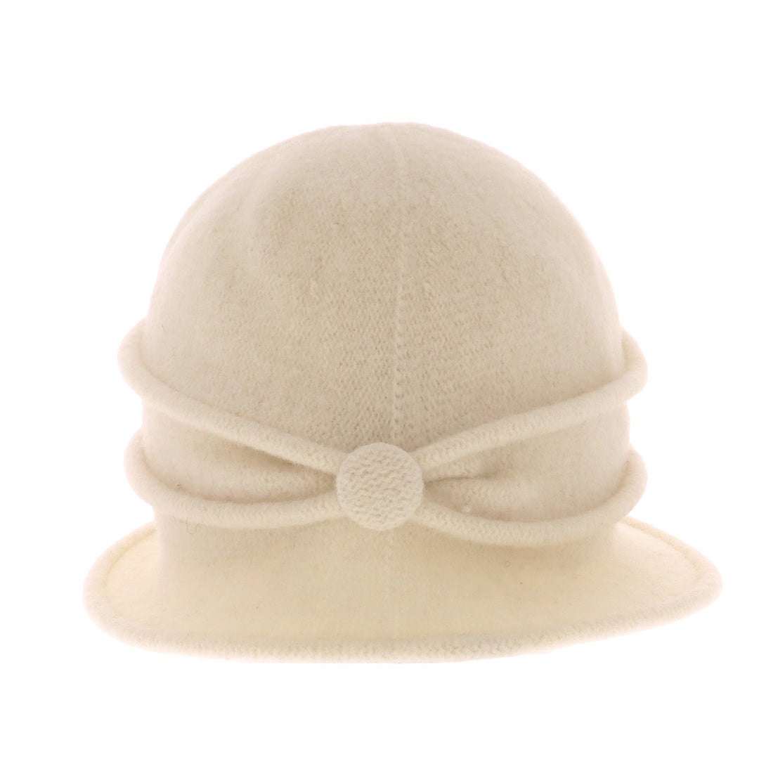 Women's Polar Button Ribbed Wool Pull On Cloche