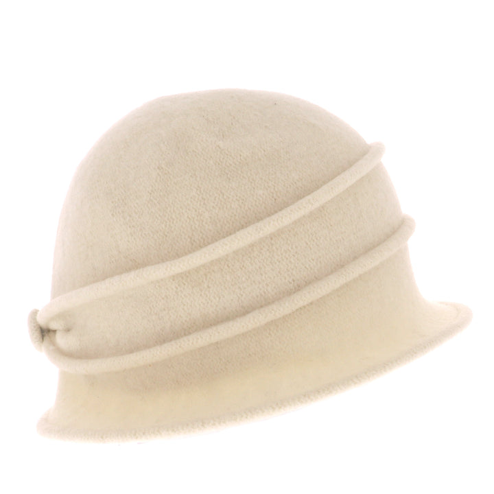 Women's Polar Button Ribbed Wool Pull On Cloche