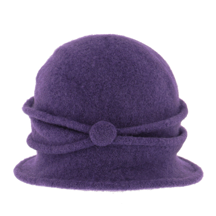 Women's Damson Button Ribbed Wool Pull On Cloche