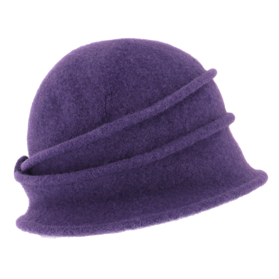 Women's Damson Button Ribbed Wool Pull On Cloche