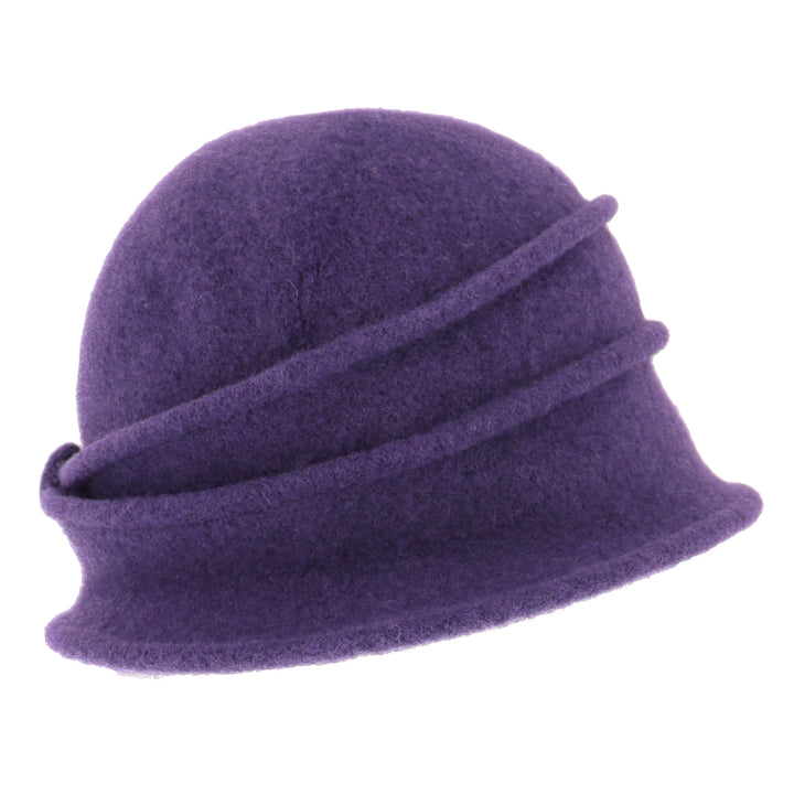 Women's Damson Button Ribbed Wool Pull On Cloche