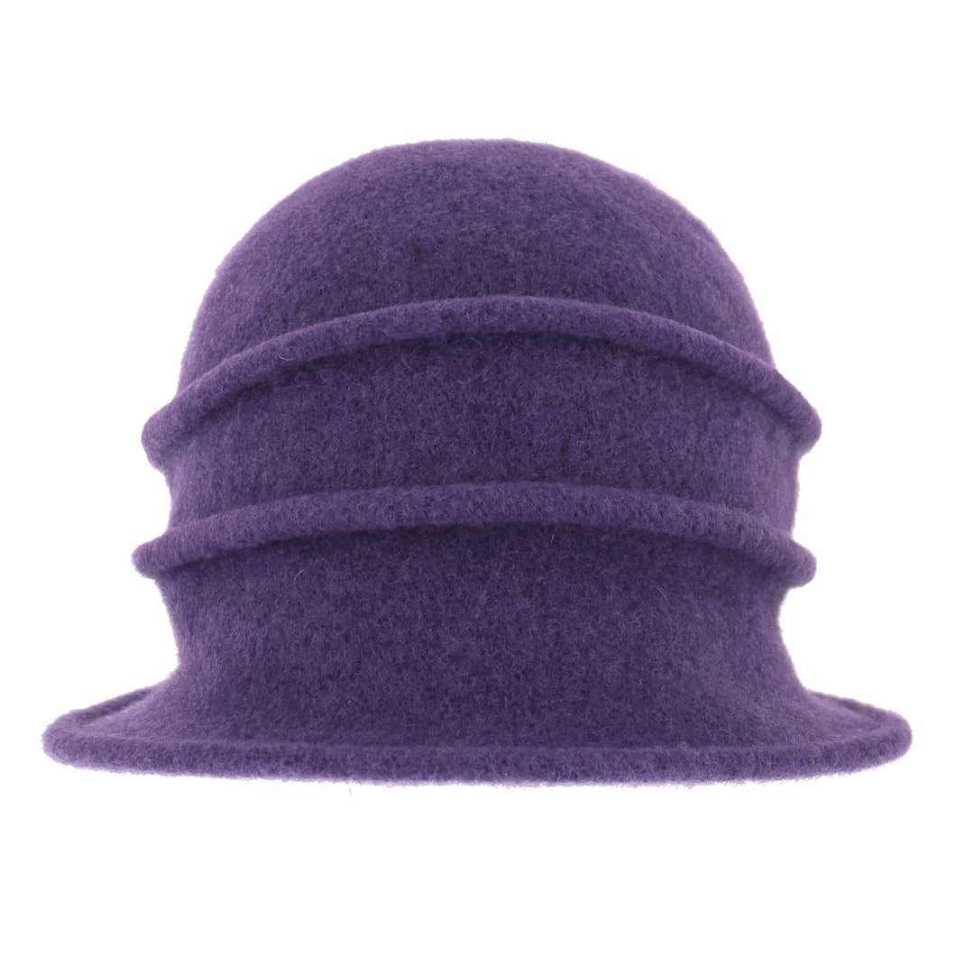 Women's Damson Button Ribbed Wool Pull On Cloche