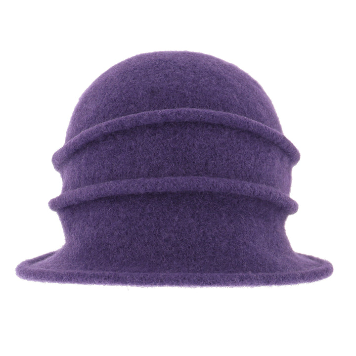 Women's Damson Button Ribbed Wool Pull On Cloche