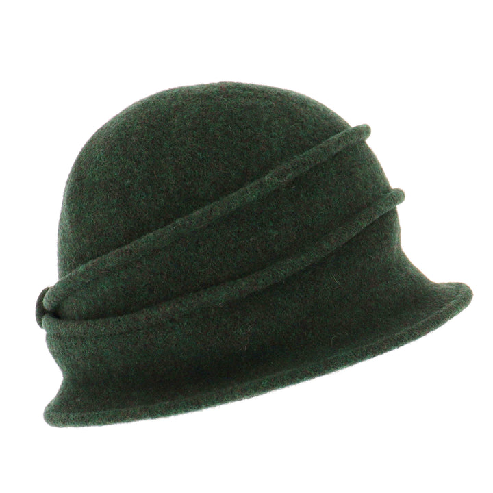 Women's Forest Button Ribbed Wool Pull On Cloche