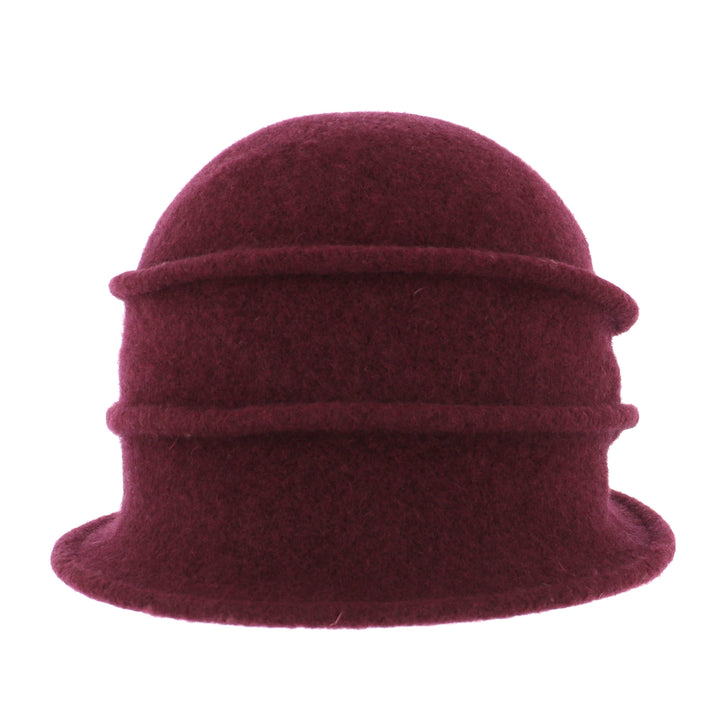 Women's Merlot Button Ribbed Wool Pull On Cloche