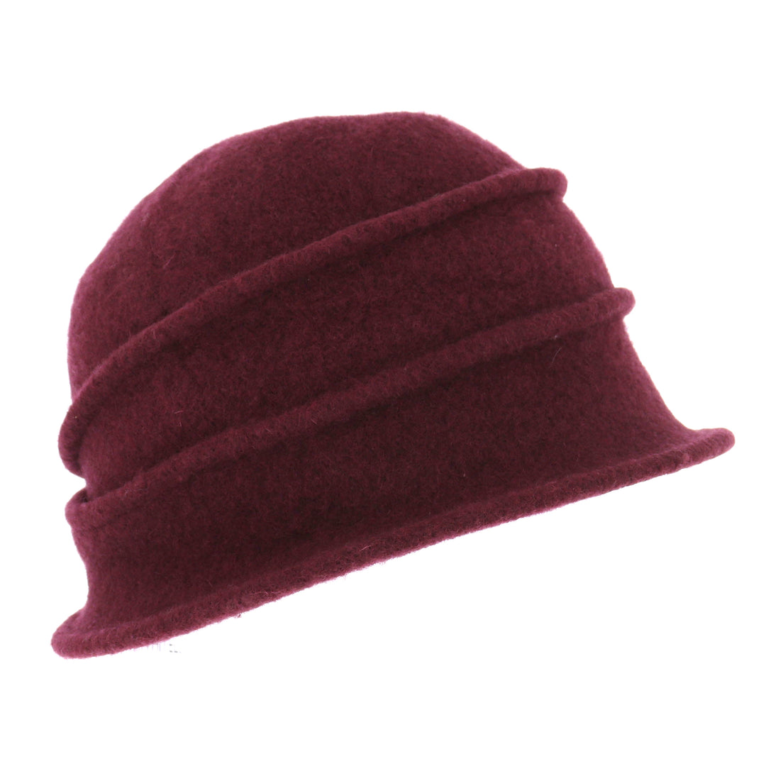 Women's Merlot Button Ribbed Wool Pull On Cloche