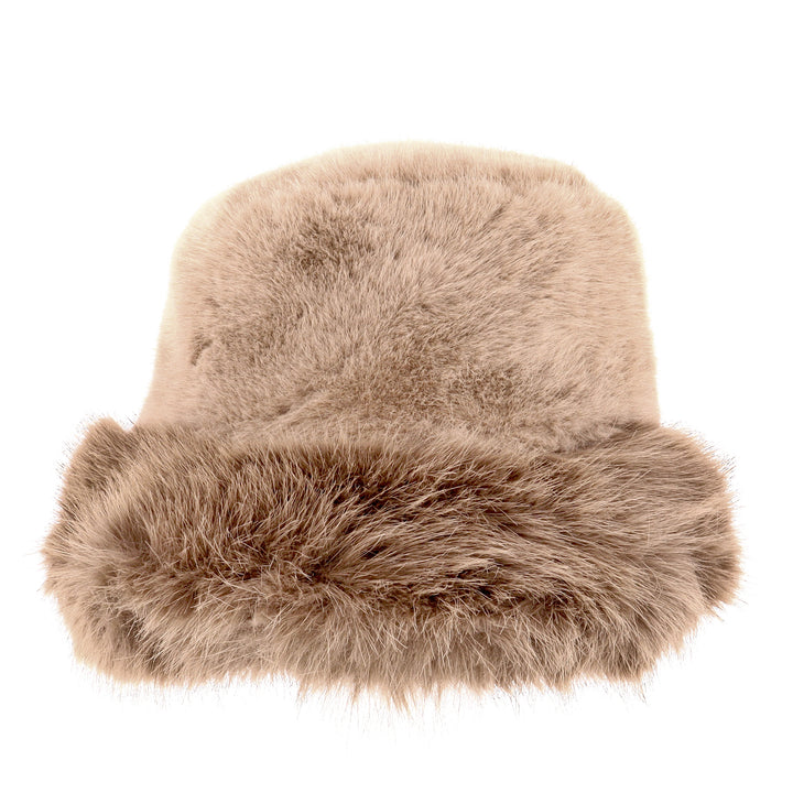 Faux Fur Cuff Cossack Hat in Latte