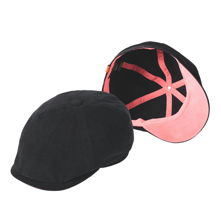Failsworth Canvas Cotton Hudson 6 Panel Cap In Black/Salmon