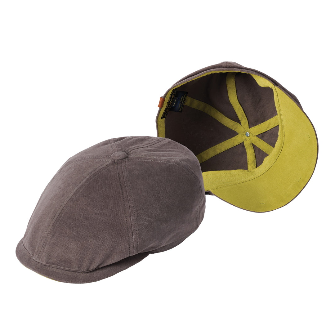 Failsworth Canvas Cotton Hudson 6 Panel Cap In Charcoal/Apple