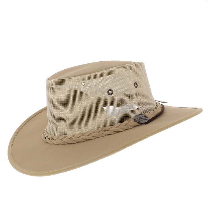 Barmah Canvas Drover Airflow Hat In Beige