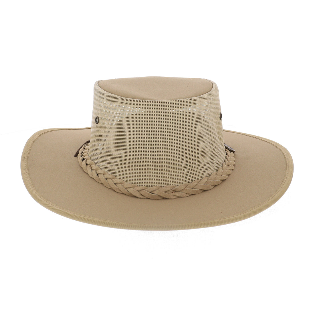 Barmah Canvas Drover Airflow Hat In Beige