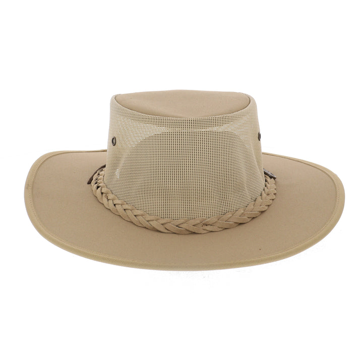 Barmah Canvas Drover Airflow Hat In Beige