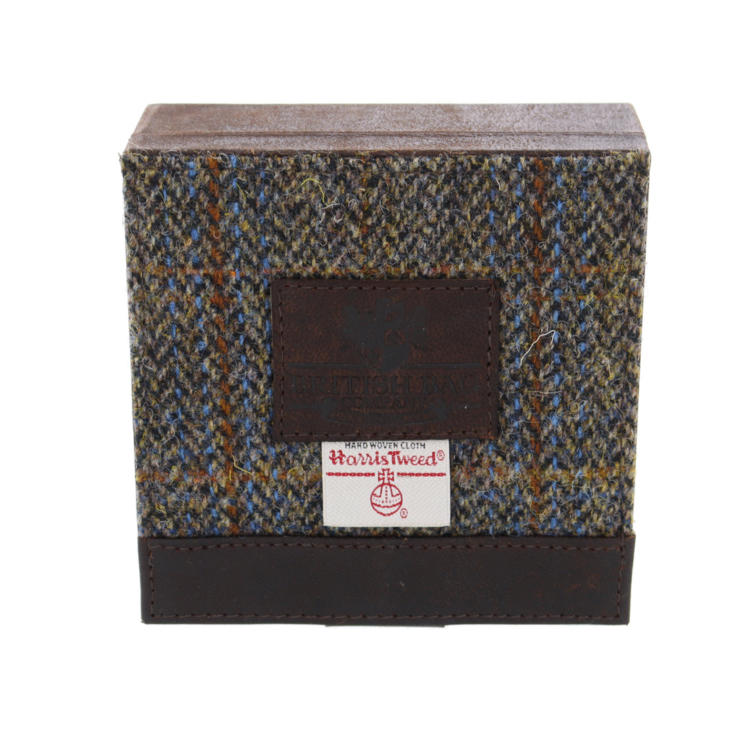 Harris Tweed & Leather Trinket Cuff Links Box