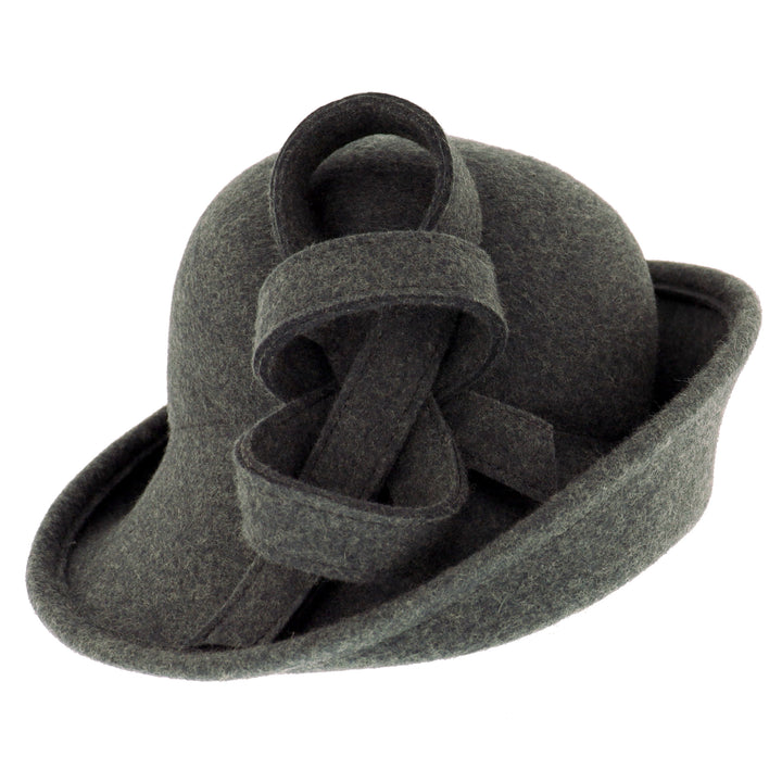 Whiteley Turned Up Brim Cloche in Charcoal