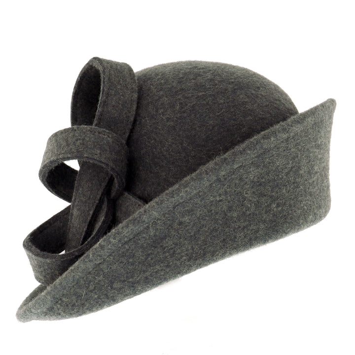 Whiteley Turned Up Brim Cloche in Charcoal