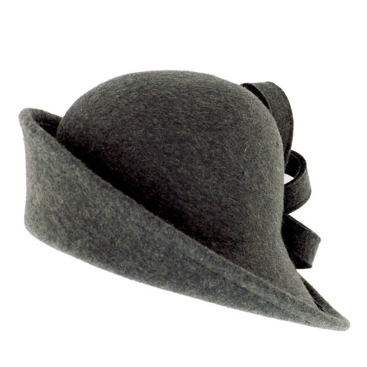 Whiteley Turned Up Brim Cloche in Charcoal