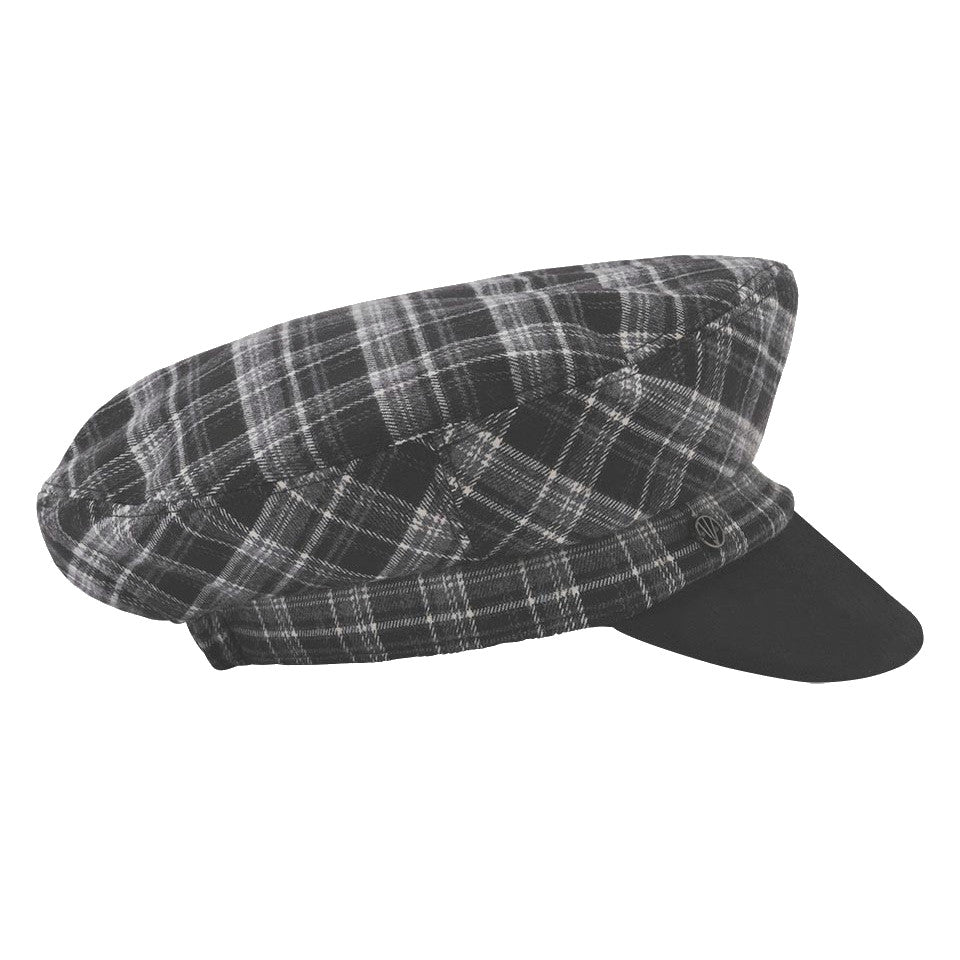Loevenich Checkered Cap With Faux Suede Brim in Black