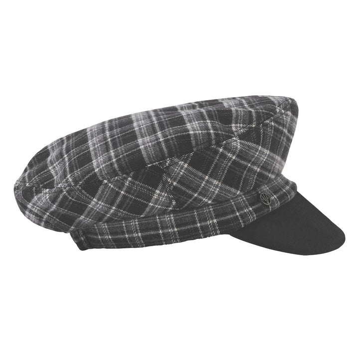 Loevenich Checkered Cap With Faux Suede Brim in Black