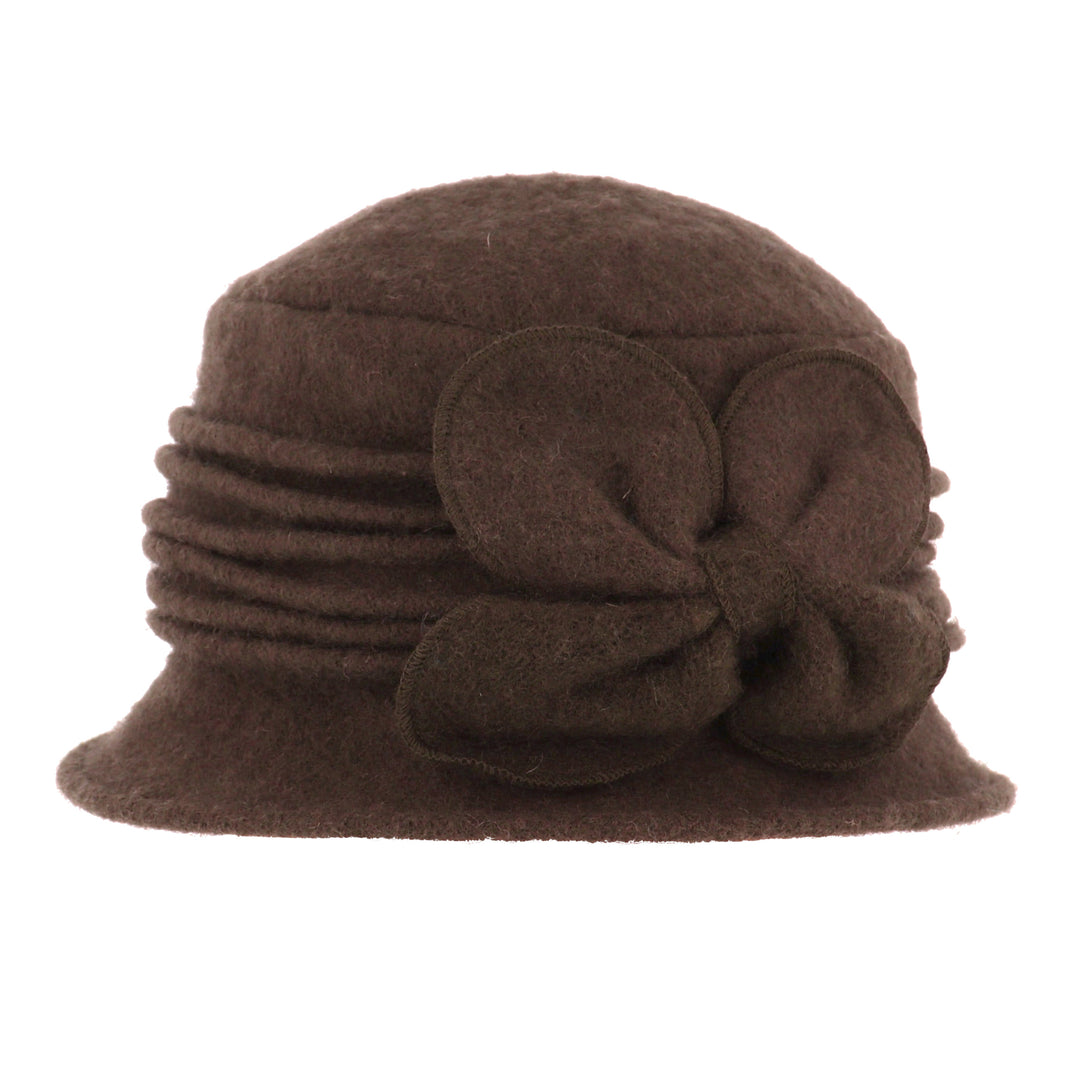 Chocolate Brown Wool Pull On Cloche Hat
