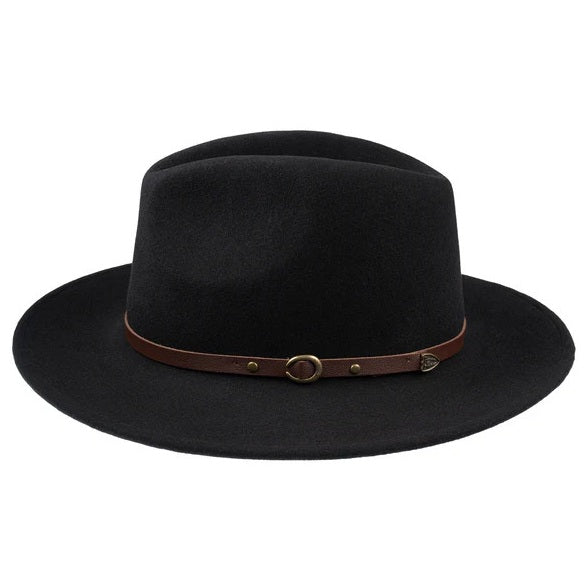 Safari Crushable Wool Felt Fedora Hat - Black