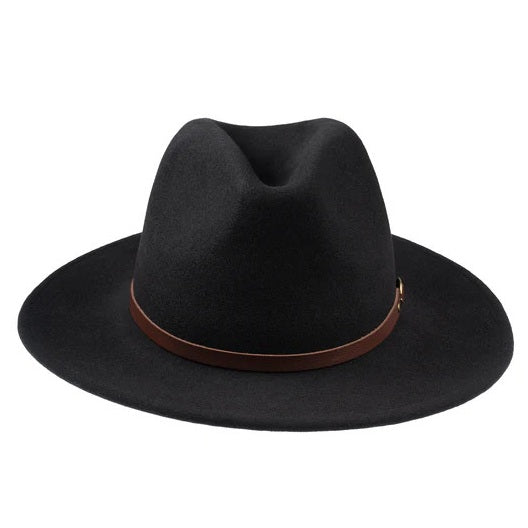 Safari Crushable Wool Felt Fedora Hat - Black