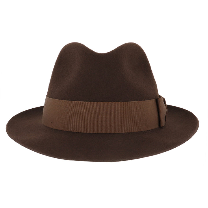 Norfolk Wool Felt Trilby Fedora Hat - Brown