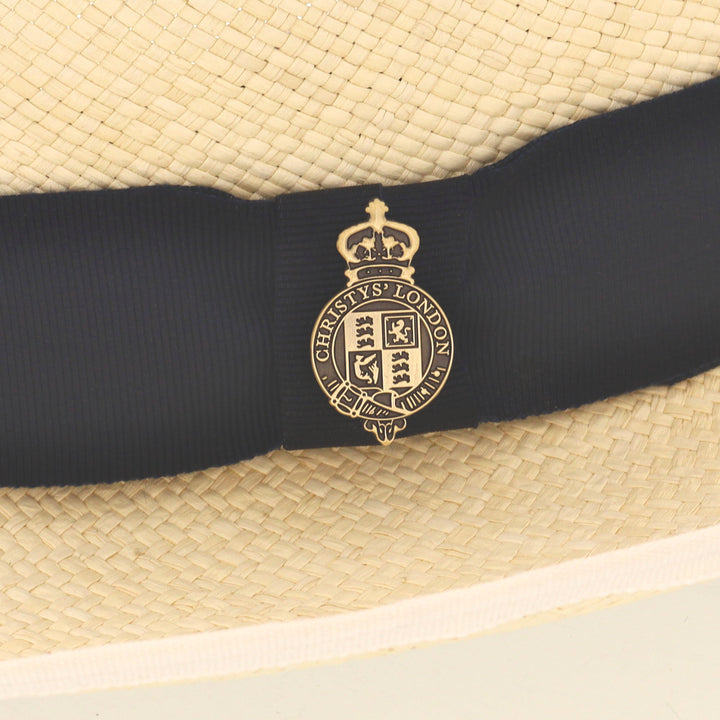 Christys' Preset Semi-Bleached Panama Hat With Navy Band