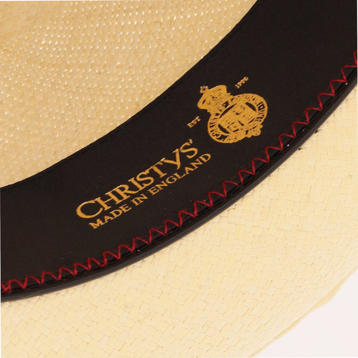 Christys' Preset Semi-Bleached Panama Hat With Navy Band
