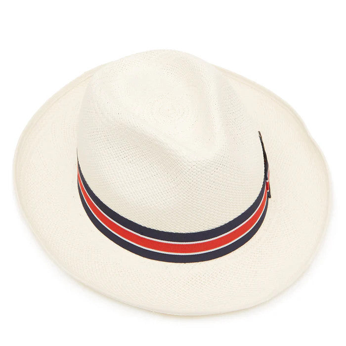 Christys' Preset Bleach Panama Hat With Regimental Band