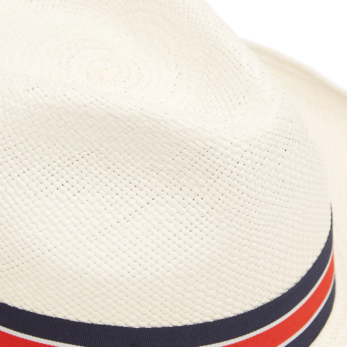 Christys' Preset Bleach Panama Hat With Regimental Band