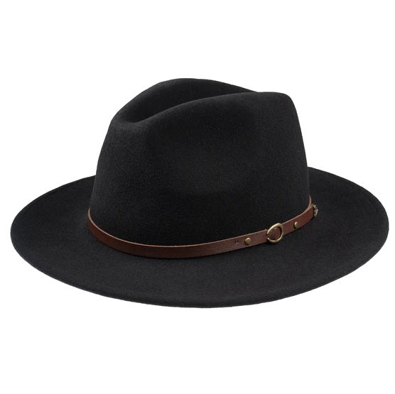 Safari Crushable Wool Felt Fedora Hat - Black