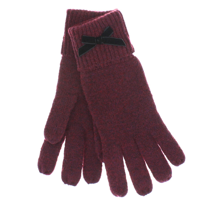 Coco Gloves With Black Bow in Burgundy