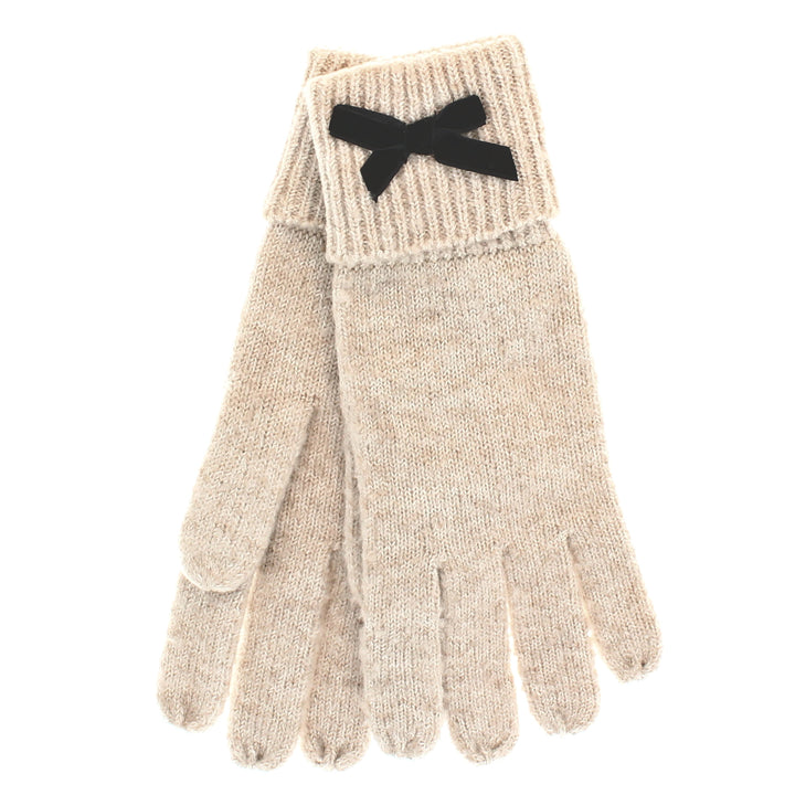 Coco Gloves With Black Bow in Natural