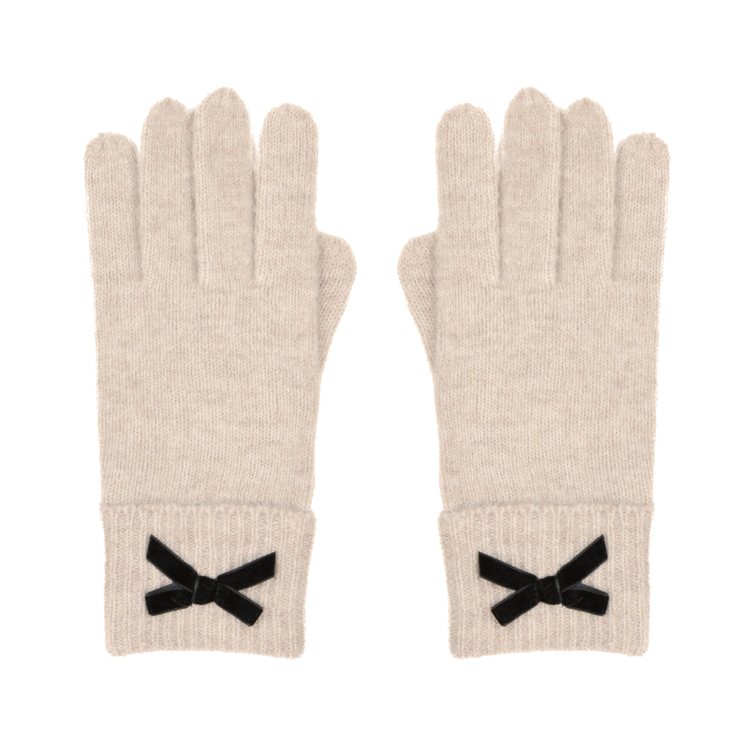 Coco Gloves With Black Bow in Natural