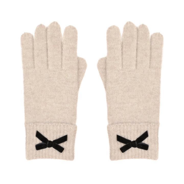 Coco Gloves With Black Bow in Natural