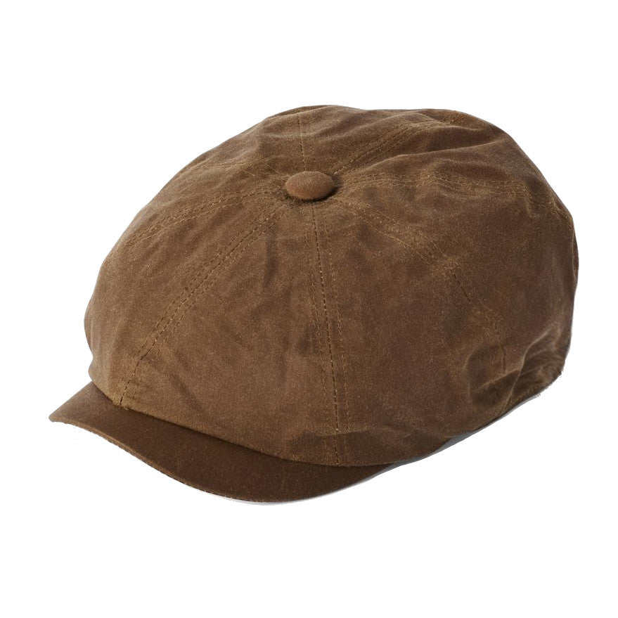 Failsworth Waxed Cotton Alfie Bakerboy Cap In Coffee