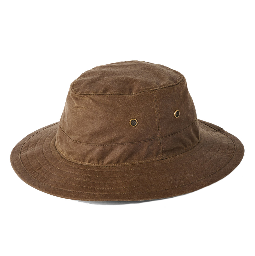 Failsworth Waxed Cotton Traveller Safari Fedora In Coffee
