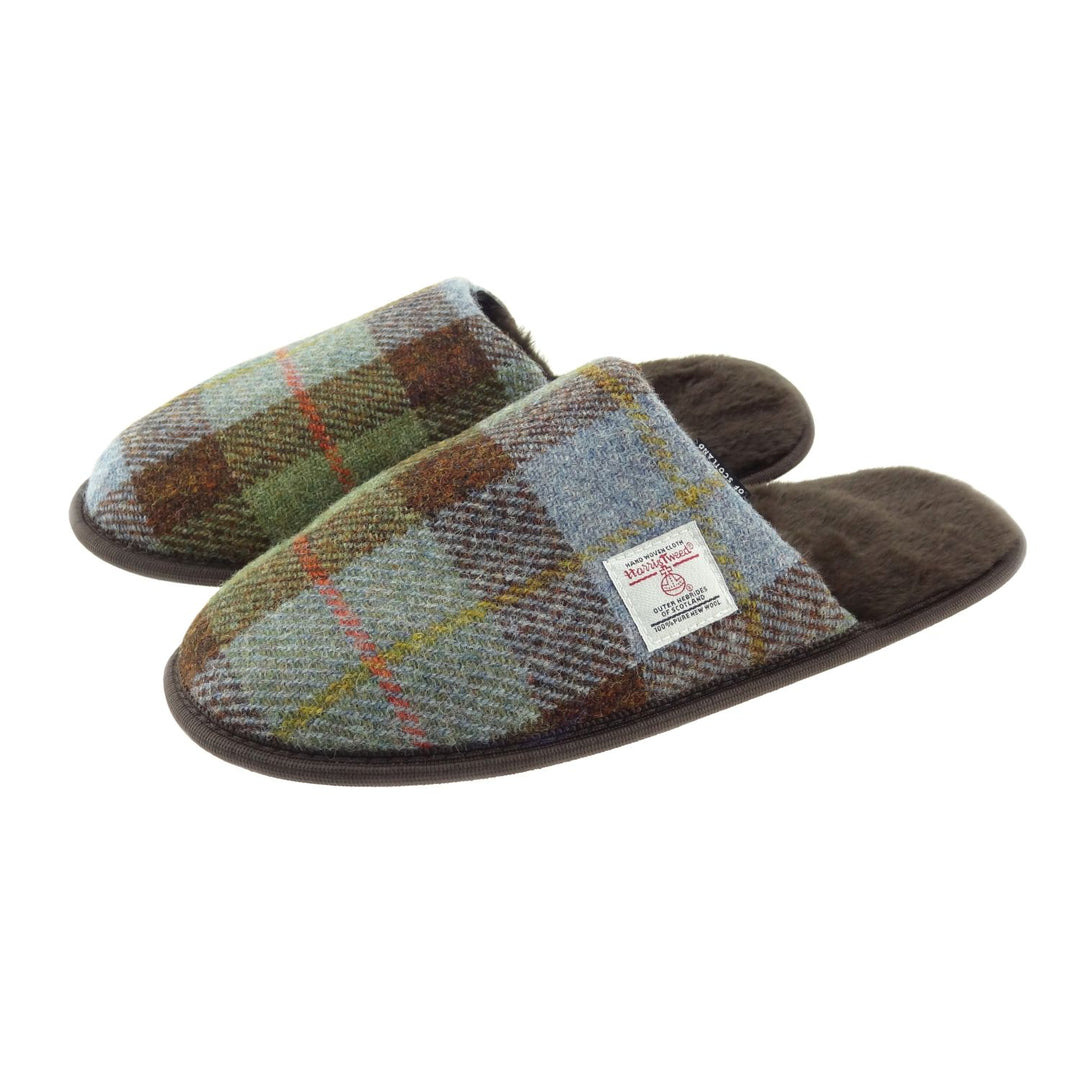 Glen Appin Harris Tweed Slippers in MacLeod Tartan