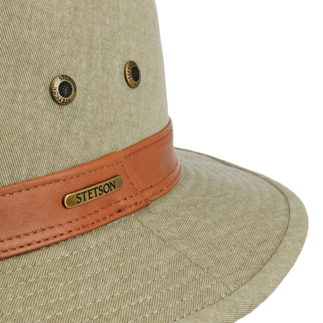 Stetson Cotton Traveller Safari Hat In Light Olive