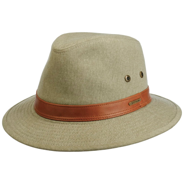 Stetson Cotton Traveller Safari Hat In Light Olive